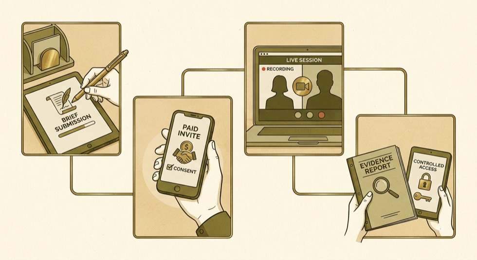 Illustration of an evidence report and controlled app access.